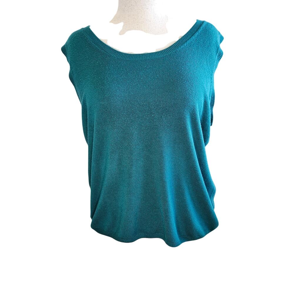Draper's & Damon's Women's 2X Teal Sleeveless Knit Sweater Tank Shell